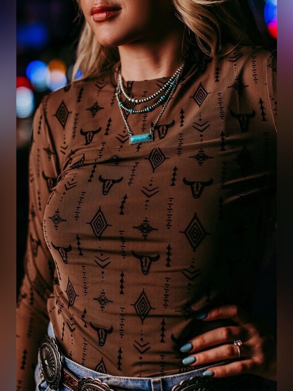 Western-Inspired Long Sleeve T-Shirt